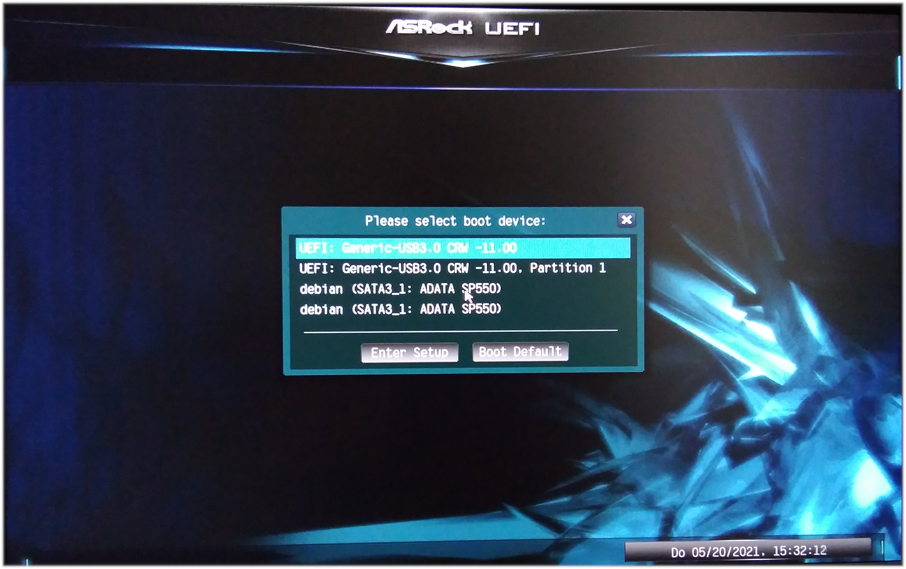 ASRock UEFI - select boot device